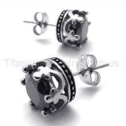 Kolczyki Retro Crown Titanium
