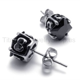 Czarne Kolczyki Retro Bud Titanium