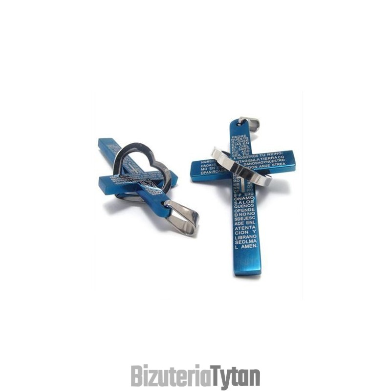 Cool Man Heart Cross Bible Titanium Steel Pendant (Nowość) Kolor Niebieski Cool Man Heart Cross Bible Titanium Steel Pendant (Nowość) Kolor Niebieski