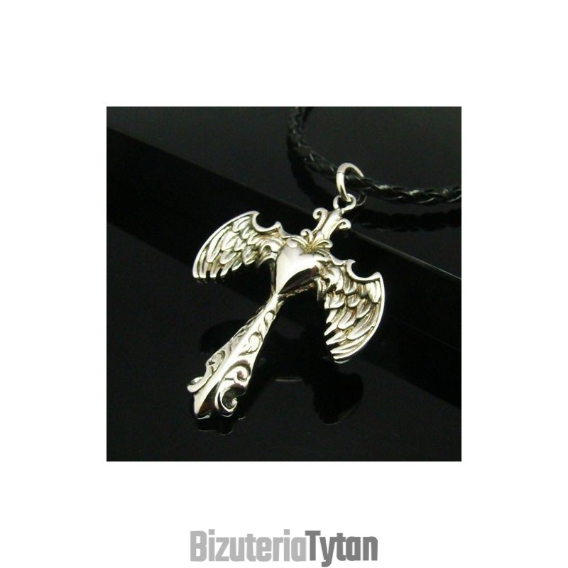 Cool Man Angle Wing Cross Naszyjnik Z Czystego Tytanu Wisiorek Prezent