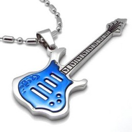 Mężczyzna Wysokiej Jakości Niebieski Gitara Czysty Tytan Naszyjnik Wisiorek
