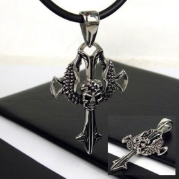 Cool Man Skull Cross Wisiorek Z Czystego Tytanu Darmowy Łańcuszek