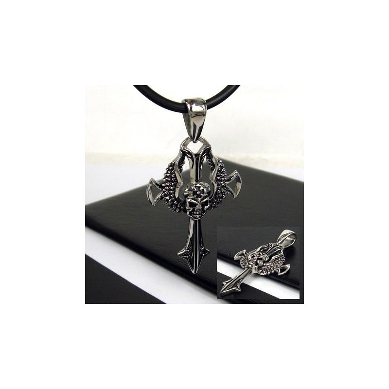 Cool Man Skull Cross Wisiorek Z Czystego Tytanu Darmowy Łańcuszek Cool Man Skull Cross Wisiorek Z Czystego Tytanu Darmowy Łańcuszek