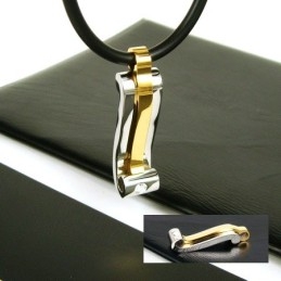 Cool Man Strip Gemstone Naszyjnik Wisiorek Ze Stali Tytanowej