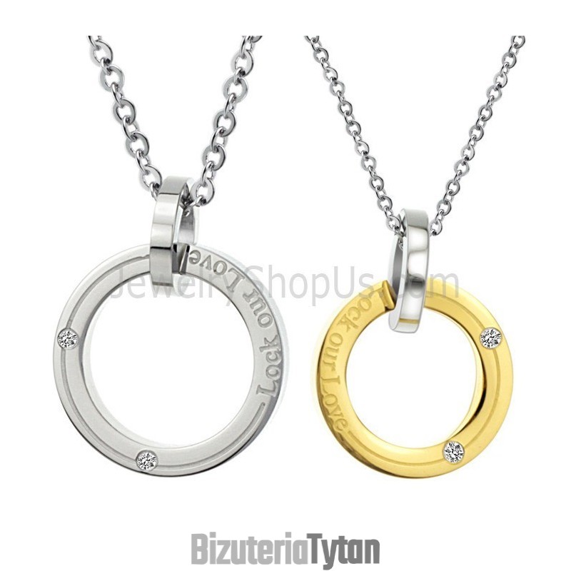 Pierścionki Ze Srebra I Złota Z Tytanu "Lock Our Love" Zawieszki Dla Zakochanych Z Diamentami I Łańcuszkami C350 Pierścionki Ze Srebra I Złota Z Tytanu "Lock Our Love" Zawieszki Dla Zakochanych Z Diamentami I Łańcuszkami C350