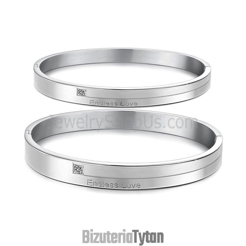 Bransoletki Dla Par Z Tatanium "Endless Love" Z Kryształkami C870 Bransoletki Dla Par Z Tatanium "Endless Love" Z Kryształkami C870