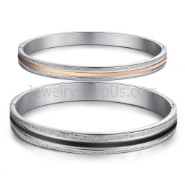Bransoletki Dla Par Tatanium Rose Gold I Black C869