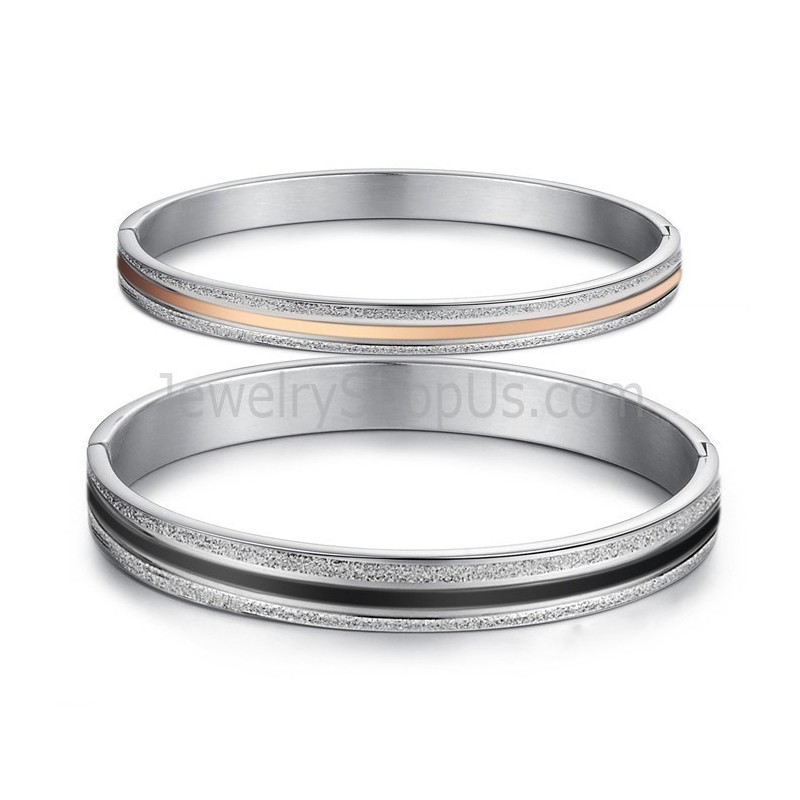 Bransoletki Dla Par Tatanium Rose Gold I Black C869 Bransoletki Dla Par Tatanium Rose Gold I Black C869