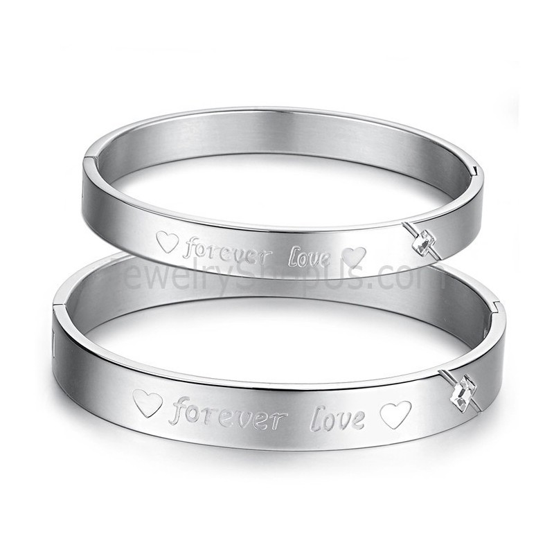 Bransoletki Dla Par Tatanium Sweetheart "Forever Love" Z Kryształkami C847