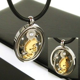 Naszyjnik Z Wisiorkiem Man Spinner Gold Wolf Gmestone-Pure Titanium
