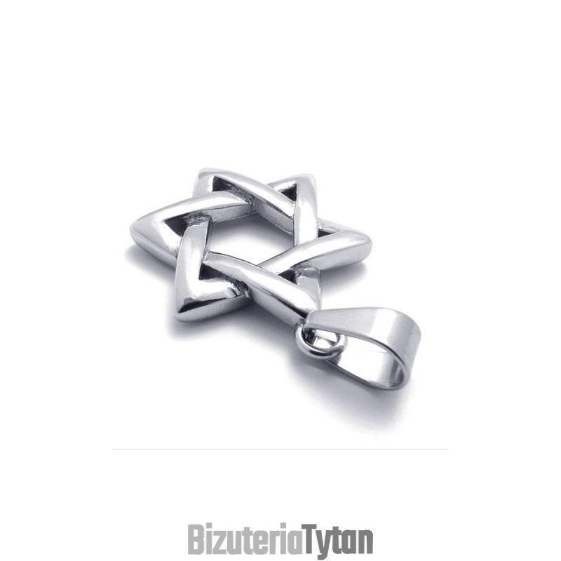 Szczęśliwy Heksagram Tytanowy Wisiorek