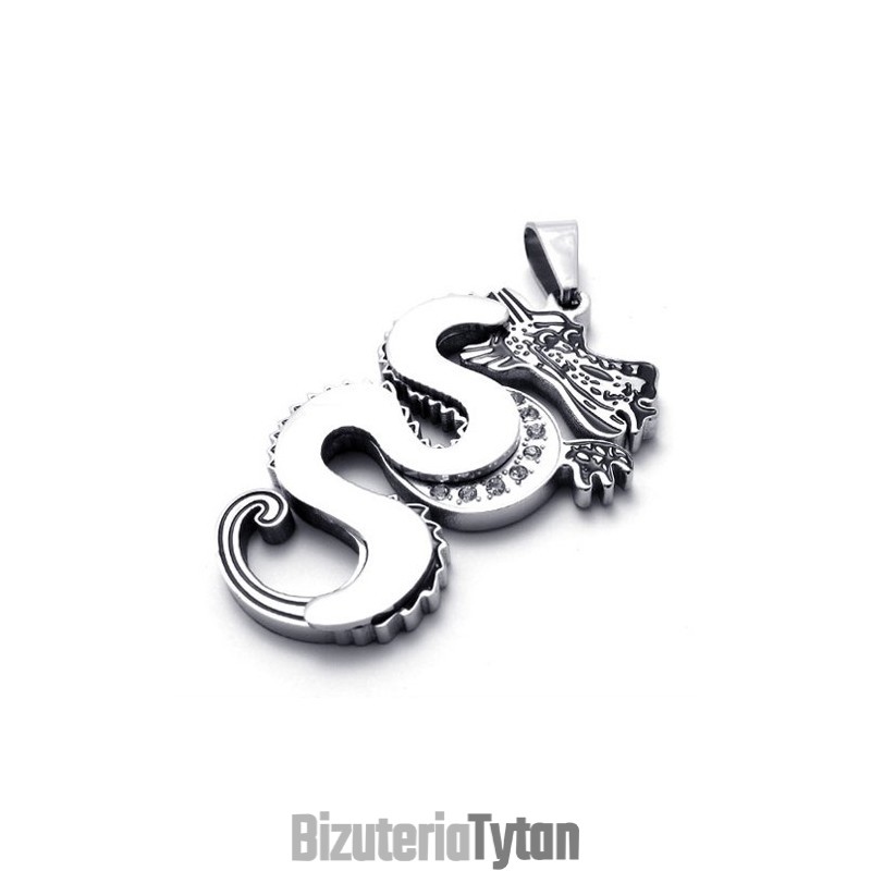 Srebrny Smok Tytanowy Wisiorek