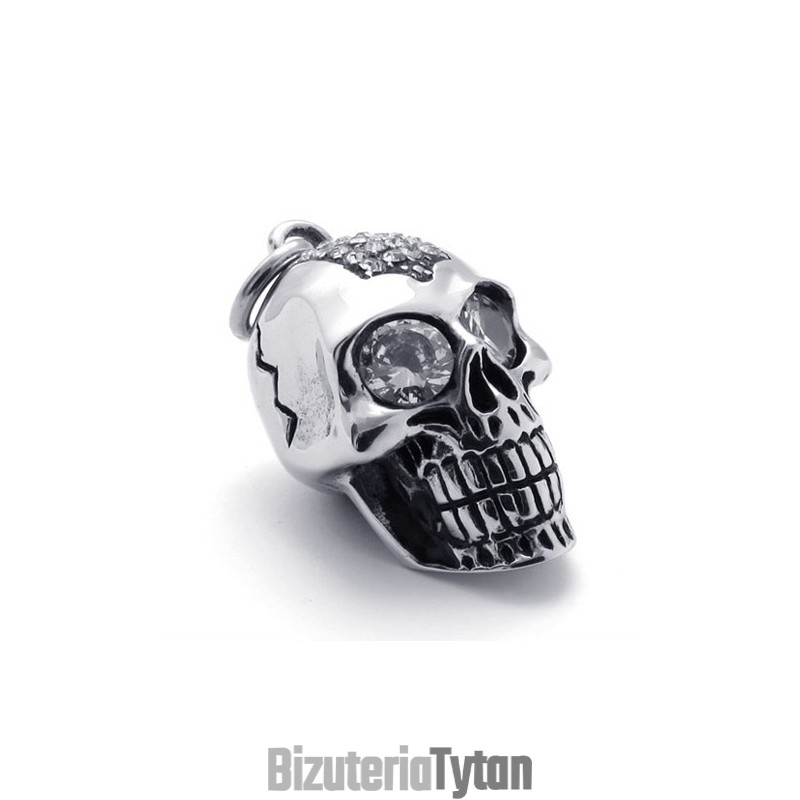 Wisiorek Z Tytanu W Kształcie Czaszki Z Diamentami Wisiorek Z Tytanu W Kształcie Czaszki Z Diamentami