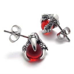 Kolczyki Claw Red Gem Titanium