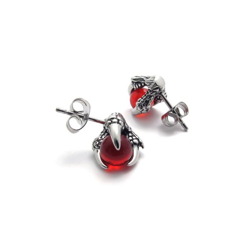 Kolczyki Claw Red Gem Titanium Kolczyki Claw Red Gem Titanium