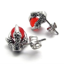 Kolczyki Claw Red Gem Titanium