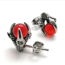 Kolczyki Claw Red Gem Titanium