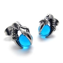 Kolczyki Claw Blue Gem Titanium