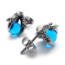 Kolczyki Claw Blue Gem Titanium