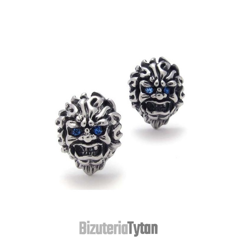 Lew Z Niebieskimi Diamentowymi Kolczykami Z Tytanu Lew Z Niebieskimi Diamentowymi Kolczykami Z Tytanu