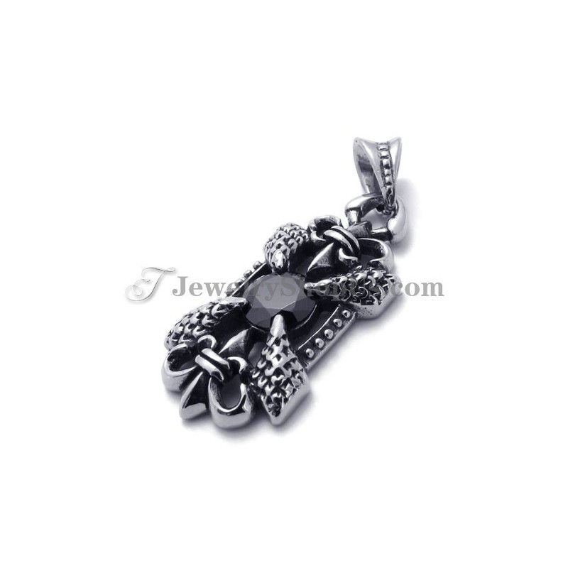 Elegancki Tytanowy Wisiorek Z Czarnym Cyrkonem Elegancki Tytanowy Wisiorek Z Czarnym Cyrkonem
