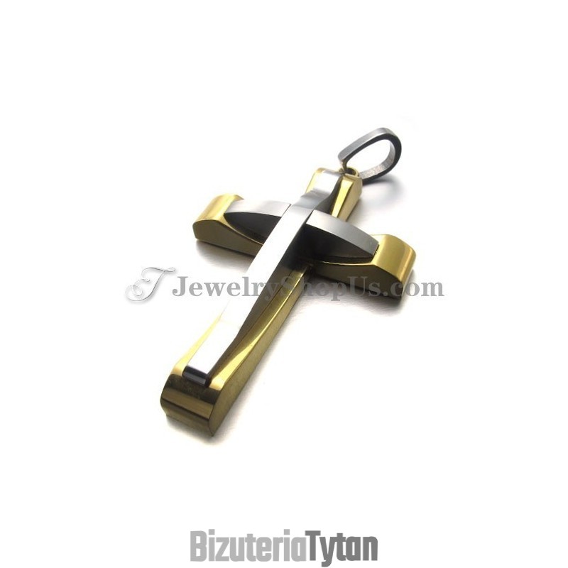 Elegancki Krzyżyk Z Tytanu I Złota Elegancki Krzyżyk Z Tytanu I Złota