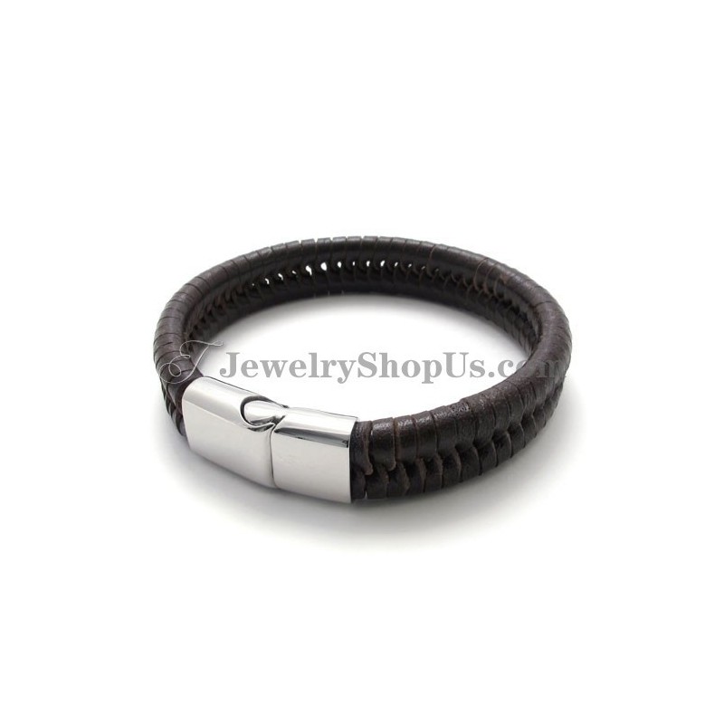 Elegancki Brązowy Tytan Z Bransoletą Skórzaną Elegancki Brązowy Tytan Z Bransoletą Skórzaną