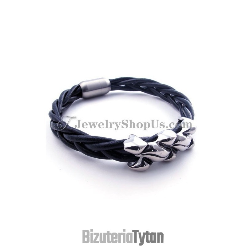 Elegancka Skórzana Bransoletka Z Tytanu Elegancka Skórzana Bransoletka Z Tytanu