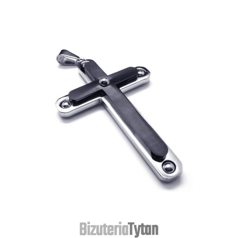 Męski Czarny Naszyjnik Z Czystego Tytanu Z Krzyżem