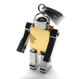 Złoty Męski Naszyjnik Z Czystego Tytanu W Kształcie Robota (Nowy)